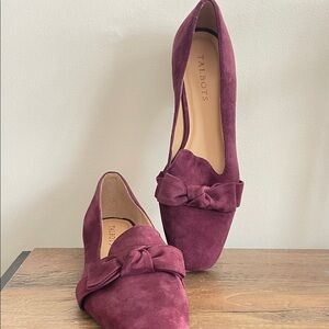 Talbots Women's Plum Suede Leather Loafers with Bow